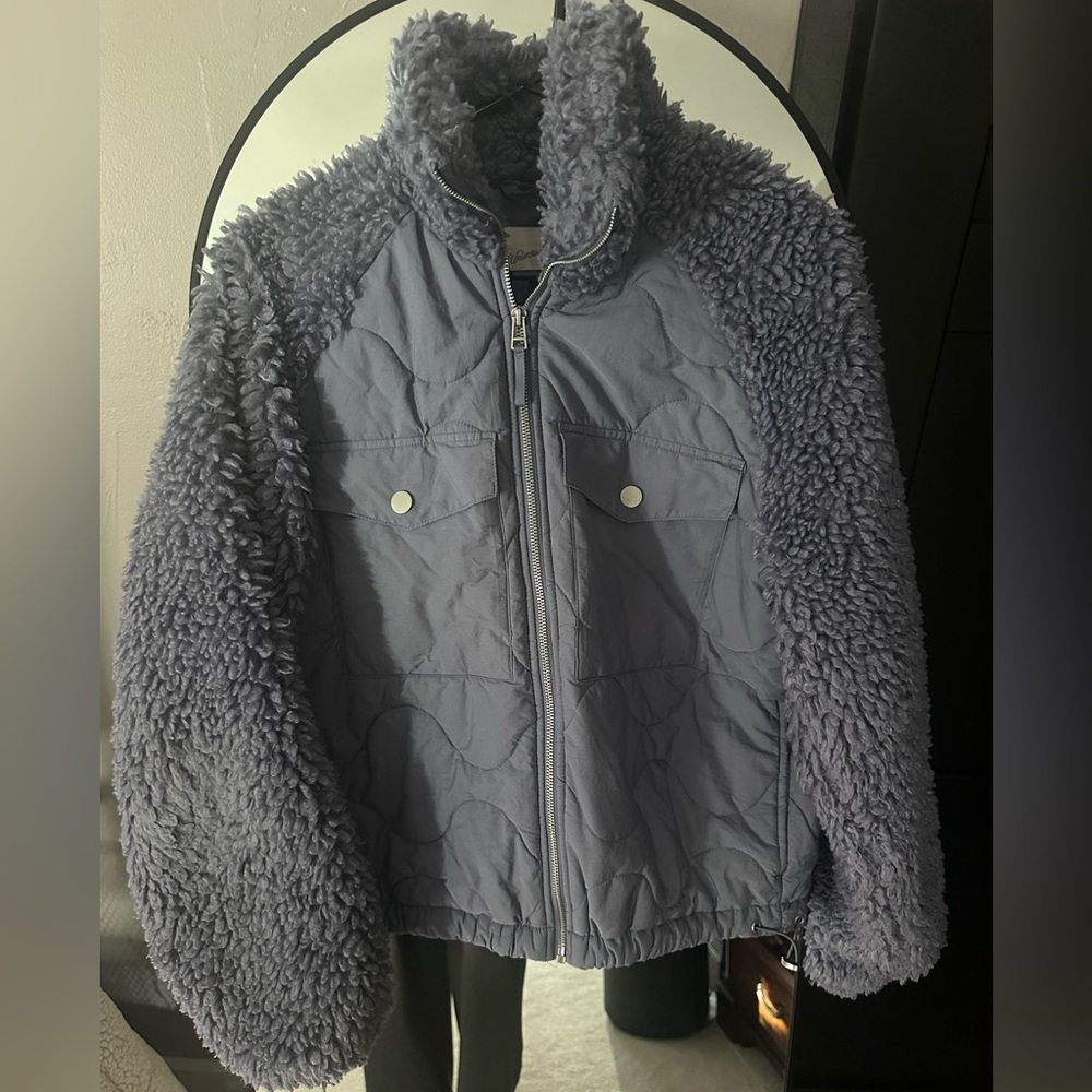 Universal Thread Charcoal Quilted Jacket with Fleece Lining